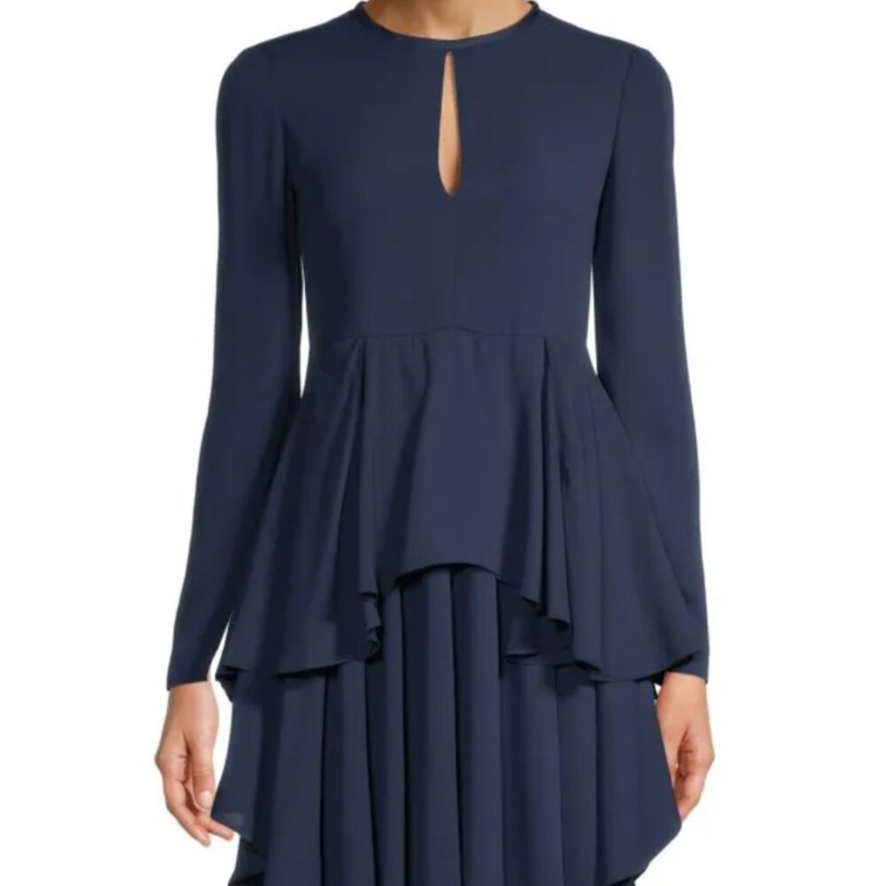 Emporio Armani Long-Sleeve Tiered Pleated Minidress